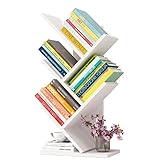 HYDL Baum-Bücherregal, 5-Tier-Boden, der kleine Bücherregal-Arbeitsplatte-Buch-Anzeige-Rack-Speicherplatz, Bücherspeicher-Organizer-Regale für Bücher CD-O