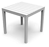 Mojawo Bistrotisch Kunststoff 78x78cm Weiß eckig Balkontisch Gartentisch Terrassentisch Holzoptik