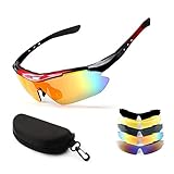 New rui cheng Radsportbrillen Sportbrille Radsportbrille UV 400 Polarisierte Sport-Sonnenbrille mit 5 Wechselgläsern Fahrradbrille Polarisierte Sportbrille Herren Damen Angeln im Freien Fahren B