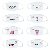 SHINEHUA Mundmaske Anime 8St Kawaii Mundmaske Weiß Baumwolle Masken Anti-Staub Maske Anti-beschlag Maske Smiley-Muster für Erwachsene, Mädchen, Jung