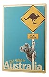 LEotiE SINCE 2004 Blechschild Dekoschild Küche Garage Welt Reise Australien Koala Kängeruh Wand Deko Schild 20X30