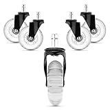 kwmobile Bürostuhl Rollen 5er Set - Hartbodenrollen für Schreibtischstuhl 11mm x 22mm - Stuhlrollen Parkett Bodenschutzrollen - transp