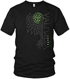 North - Rabe Valhalla Vegvisir Wikinger Walhalla Vikings Raven nordischer Kompass - Herren T-Shirt und Männer Tshirt, Größe:3XL, Farbe:Schwarz/Grü