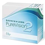 Bausch und Lomb PureVision 2 Monatslinsen, sehr dünne sphärische Kontaktlinsen, weich, 6 Stück / BC 8.6 mm / DIA 14 / -6 0 Diop