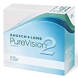 Bausch und Lomb PureVision 2 Monatslinsen, sehr dünne sphärische Kontaktlinsen, weich, 6 Stück / BC 8.6 mm / DIA 14 / -6 0 Diop