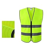 Atmungsaktive antistatische Sicherheitsweste, hohe Sichtbarkeit reflektierender Weste Reißverschluss, Radaufbau gelbe orange Sicherheitskleidung (Color : Green, Größe : 27 inchs)