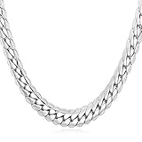 U7 Herren Erbskette Collier 6mm breit Rundpanzerkette - Mesh Englische Halskette Weißgold überzogen 46cm lang Gliederkette für Männer Jungen, Silb