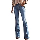 Petalum Damen Jeans Schlaghose Flared Bootcut Hose Mode Slim Fit High Waist Stretch Skinny Jeanshose Denim Pants mit Lö