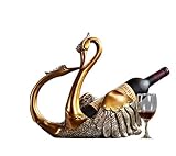 WQISON Goldener eleganten Diamant-Schwan-Weinregale Crafts Retro Mode Desktop-Ornament Wohnzimmer Schlafzimmer Weinklimaschrank Einfach Personalisierte Dek