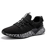 AICARE Damen Herren Sneaker Laufschuhe Air Sportschuhe Laufschuhe mit Luftpolster Turnschuhe Running Fitness Sneaker Outdoors Straßenlaufschuhe Sports-Viele Farben Black 46