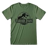 Jurassic Park Classic Black Logo Herren-T-Shirt Khaki L | S-XXL, Jurassic World T Rex Raptor Dinosaurier-Rundhalsausschnitt-Grafik-T, Geburtstagsgeschenkidee für Männer, für Haus oder Gy