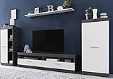 Wohnwand TV-Anbauwand Weiss-Graphit Grafit Weiss Wohnzimmerschrank - (3649)