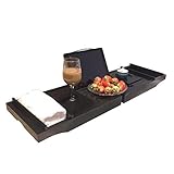 JINKEBIN Badewanne Tablett. Erweiterbare Bambus-Badewanne-Tablett-Caddy-Holzbad-Organizer-Rack Badezimmerbuch Wein-Tablet-Halter-Leseregal-Bade-Tablett (Color : Type3 Black)