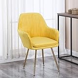 zyy Esszimmerstühle Retro-Küchenstühle, Bequemes Sofa Essensstuhl Sitz und Rücken aus weichem Samt Mit Kissen Metallbeine Sessel for Esszimmer und Wohnzimmer Schreibtisch Stuhl (Color : Yellow)