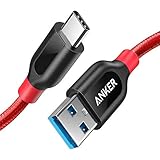 Anker PowerLine+ 90cm USB C Kabel auf USB 3.0 A, lebenslange Garantie, sehr Beständig für USB Typ-C Geräte Inklusive Galaxy S8, S8+,S9,S10, MacBook, Sony XZ, LG V20 G5 G6, HTC 10, Xiaomi 5 usw.(Rot)