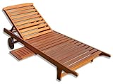 KMH®, Gartenliege aus massivem Eukalyptusholz mit integriertem Tisch (#101018)