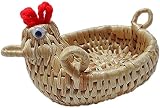 WKLIANGYUANPING Eierbox, Eierkorb Handgemachte Rattan-Gewebe-Ei-Korb Obstkorb Niedliche Hühneruntersetzer Snacks Getrocknete Früchte Lagerkorb Cartoon G