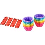 Amazon Basics - Silikon-Backschlangen, flexibel, nicht haftend, 4 Stück & Wiederverwendbare Backförmchen aus Silikon, 24er-Pack