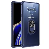 iCoverCase Entworfen für Samsung Galaxy Note 9 Hülle, Rotation Ring Halter Kickstand Military Grade stoßfest arbeiten mit magnetischer KFZ-Halterung, transparente Hülle für Galaxy Note 9 [Blau]