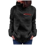 GFGHH Damen Hoodie Kapuzenpullover Langarm Sweatshirt Pullover Hochkragen Sweatjacke Kapuzen Pullis Große Größen Rollkragenpullover Basic Weich Feinstrick Elegant Strickpulli Sweater für Herbst W