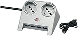 Brennenstuhl 1153545124 Tischsteckdose Desktop Power Serie, 2X 10/16A+Schuko, 4X USB 2.0