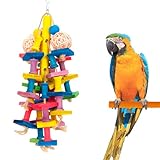 Outflower Vogelspielzeug Vogel Kauspielzeug Papageienspielzeug mit Sitzstangen Vögel für Kleines und Mittelgroßes Bunt Holz Vogelkäfig Spielzeug für Papag