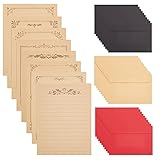 craspire CARSPIRE 90Pcs Papier Und Umschläge Set 60Pcs Retro Pergamentpapier Brief Schreiben 30Pcs Umschläge Gemischte Farbe Für Grußkarten Partyeinladungen Weihnachtsbrief Santa Geburtstag