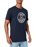 JACK&JONES Mens JJMISARI Tee SS Crew Neck T-Shirt, Navy Blazer, L