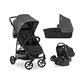 Hauck 3 in 1 Kombi Kinderwagen Rapid 4 Trio Set/ab Geburt/Belastbar bis 25 kg/Baby Wanne mit Matratze/Reise System mit Autositz/Kompakt Faltbar/Höhenverstellbar/Liegeposition/G