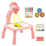 Grust Trace and Draw Projektor-Spielzeug, Kunstprojektor zum Nachzeichnen von Kindern, Smart Projector Sketcher Desk für Kinder, Maltisch-Kleinkind-Spielzeug, rosa/gelbe G