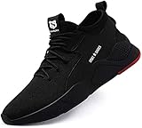 Nasonberg Arbeitsschuhe Herren Sicherheitsschuhe Herren Damen Stahlkappen Schutzschuhe Leicht Stahlkappenschuhe Sportlich Arbeitsschutzschuhe Unisex (D Schwarz, 42EU)