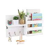 Eitida Porte courrier Mural et Porte clé Mural Avec 3 Crochet Porte-clés - Déco Murale Bois Avec Organisateur Clésvêtements laisses suspendus, Étagères Suspendues Pour Cuisine- B