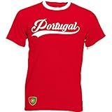 Portugal - Ringer Retro TS - rot - EM 2016 T-Shirt Trikot Look (XL)