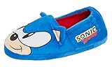 Sonic the Hedgehog Jungen warme,gefütterte Hausschuhe mit Sega 3D-Ohren,Pantoletten,Durchgängies Plateau Sandalen mit Keilabsatz 34 EU B