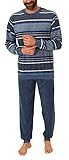 Herren Frottee Pyjama lang Schlafanzug mit Bündchen, auch in Übergrößen - 291 101 93 702, Farbe:Marine, Größe2:66