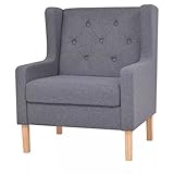 vidaXL Sessel Polstersessel Armsessel Loungesessel Relaxsessel Fernsehsessel Stoffsessel Sofa Einzelsofa Lounge Grau Stoff Holzg