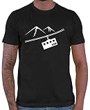HARIZ Herren T-Shirt Seilbahn Bahn Berg Wandern Klettern Plus Geschenkkarten Schwarz S