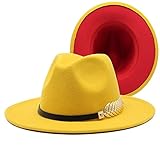 DYGM Mischfarbe Frauen Filzen Fedora Hüte Breitrand Metall Blatt Gürtel Männer Kirche Hochzeit Weiß Trilby Top Cap (Color : 12, Size : 56-58CM)