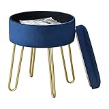 [en.casa] Sitzhocker Siders 48 x 38 x 38 cm Polsterhocker mit abnehmbarem Deckel Hairpin Legs Hocker mit Stauraum MDF Metallgestell Dunkelb