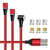 LAMA 7-Pin Magnetisches Ladekabel mit Ringlicht [3 Stück 2M] Magnet Ladekabel Datenkabel mit 3 USB C + 3 Micro USB Adapter für Galaxy Huawei OnePlus Xiaomi Nokia Moto Pixel Kindle usw. R