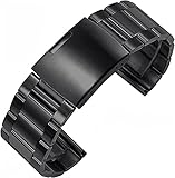 QTFBYT Uhrenarmband, Citizen Large Herrenuhrenkette Edelstahlband Ersatz Metallband 24 26 28mm Schwarz Silber Armband (Color : 22mm, Size : Black) Happy L