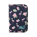 Tuscall Reiseorganizer Mappe Passport Brieftasche Reisedokumente Abdeckung Kreditkarten Halter Bargeldvorrat Veranstalter Aufbewahrungstasche mit Reißverschluss-Fächern - Flamingo (Print #2)