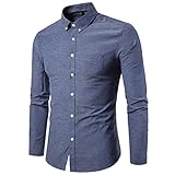 QWERD Herren Classic Oxford Shirt Hemd mit Button-Down-Kragen Herren Hemd Bügelfrei Oxford Einfarbig Hemd Regular Fit Button-down Shirt Herbst Winter Langarm Freizeithemd Für Anzug Business H