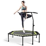 Gielmiy Fitness-Trampoline，leise Gummiseilfederung ，mit höhenverstellbarem Haltegriff, Indoor/Outdoor Jumping Trampolin Bungee Fitnesstrainer,bis 150kg