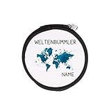 Herz & Heim® Runde Geldbörse für Weltenbummler mit Gratis Namensaufdruck
