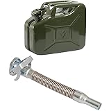 HP-Autozubehör 10117 10l Stahlblech Kraftstoff Kanister Grün + 10114 Ausgußstutzen für Metallk