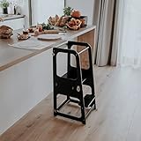 Küchenturm - Küchenhocker für Kinder - wandelbarer Küchenstuhl für Kinder - Küchenhelfer (schwarz)