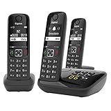 Gigaset AS690A Trio - 3 Schnurlose Telefone mit Anrufbeantworter - großes, kontrastreiches Display - brillante Audioqualität - einstellbare Klangprofile - Freisprechfunktion - Anrufschutz, schw