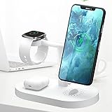 LZJKFY 3-in-1-Ladegerät, 15 W magnetisches drahtloses Schnellladegerät, kompatibel für iPhone 12 Pro Max Mini, Multi schnelle induktive Ladestation, kompatibel für Apple W