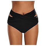 MARTINSHARK Schwimmanzug Damen Elegant Frauen Hohe Taille gerüschte Bikinihose Bauchkontrolle Badeanzug Slip H